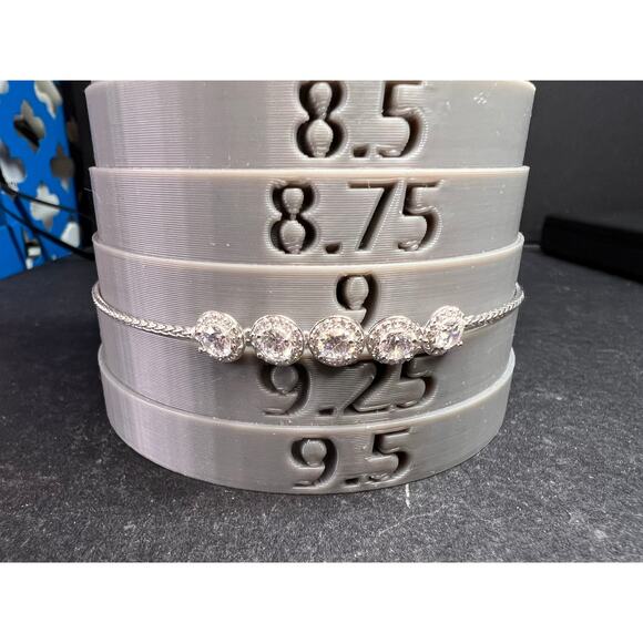 Sterling Silver CZ Halo Bolo Bracelet Adjustable Sparkle Slider Bracelet - Picture 14 of 15